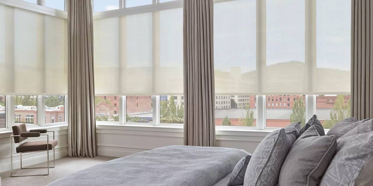 Hunter Douglas Designer Solar Shades and Drapery in a Modern Bedroom near El Dorado, CA